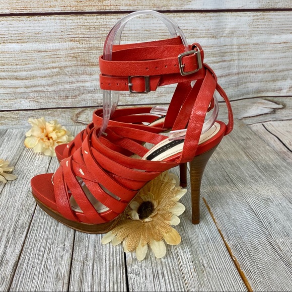 Zara Coral Leather Sandals Size 37 - Picture 7 of 12